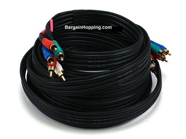 25' 22AWG 3-RCA Component Video Coaxial Cable (RG-59/U) - Black